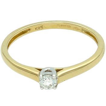 Złoty pierścionek zaręczynowy 585 z brylantem 0,13 ct – Rozmiar 15 prs.jpg